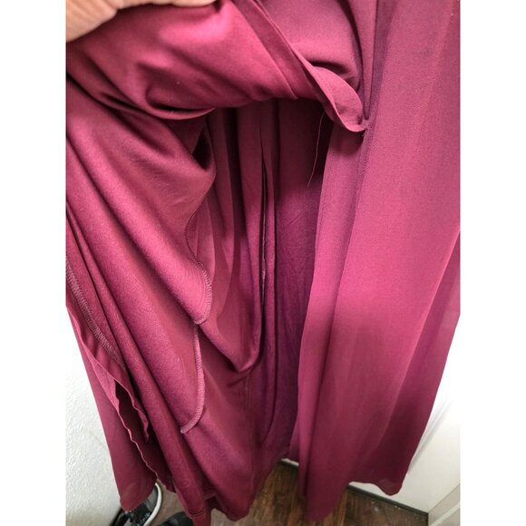 LULUS Elegant Burgundy Maxi Gown Bridesmaid Dress Deep V-Neck & Pleated Bodice S - Picture 7 of 10